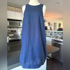Madewell Navy Blue Linen Dress with pockets- gently worn- good condition